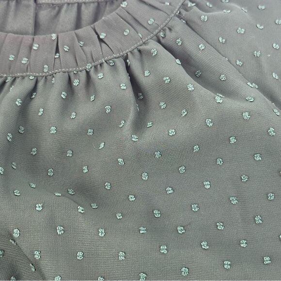 UNIVERSAL STANDARD Green Swiss Dot Short Sleeve Blouse Top Sz S - Picture 7 of 9